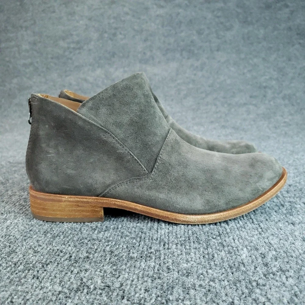 Kork-Ease Boots Womens Size 8.5 Gray Suede Leather Ankle Booties Zipper